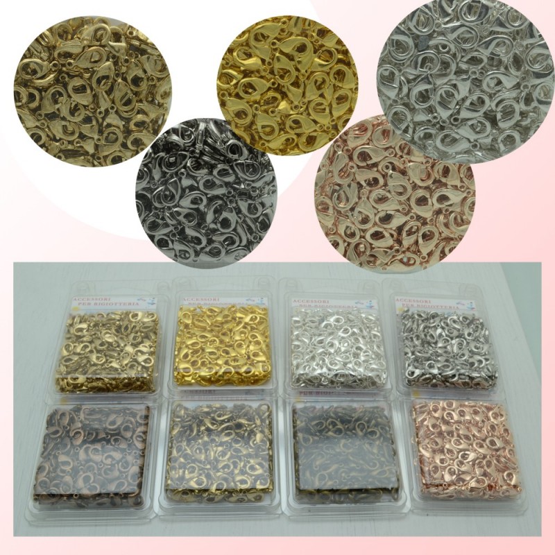 maxi confezione moschettone chiusura  7 x 12 mm   in ottone fai da te 160 pz fai da te