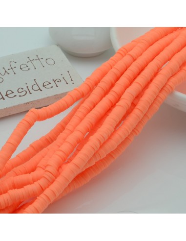 fili Rondelle Pasta Polimerica col arancione fluo 1 x 4 mm 39/40 cm Polimero Perline Heishi per le tue creazione
