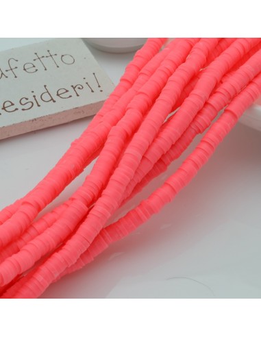 fili Rondelle Pasta Polimerica col fucsia fluo 1 x 4 mm 39/40 cm Polimero Perline Heishi per le tue creazione