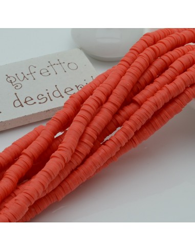 fili Rondelle Pasta Polimerica col arancione rosso 1 x 4 mm 39/40 cm Polimero Perline Heishi per le tue creazione