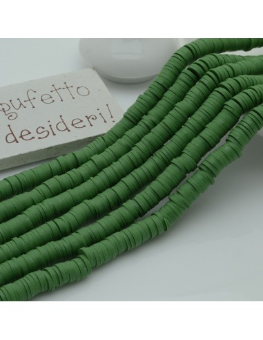 fili Rondelle Pasta Polimerica col vede oliva 1 x 6 mm 39/40 cm Polimero Perline Heishi per le tue creazione