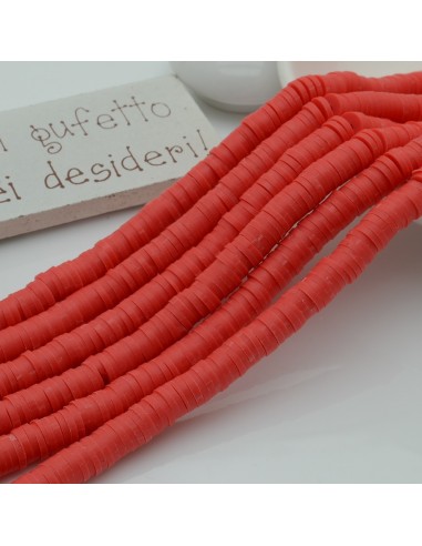 fili Rondelle Pasta Polimerica col rosso chiaro 1 x 6 mm 39/40 cm Polimero Perline Heishi per le tue creazione