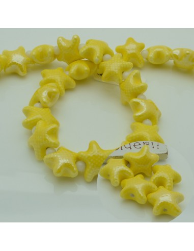 Perle stella marina in ceramica smaltate colore giallo fluo 10x20mm GDO