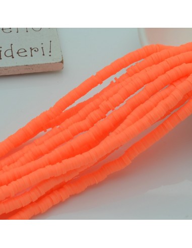 Pasta Polimerica fili Rondelle col arancione fluo 1 x 4 mm 39/40 cm Polimero Perline Heishi per le tue creazione