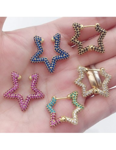 Orecchino a forma di Stella in ottone dorato con Zirconi 1pz | GDO
