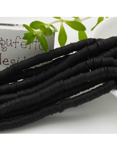 fili Rondelle Pasta Polimerica col nero 1 x 6 mm 39/40 cm Polimero Perline Heishi fai da te