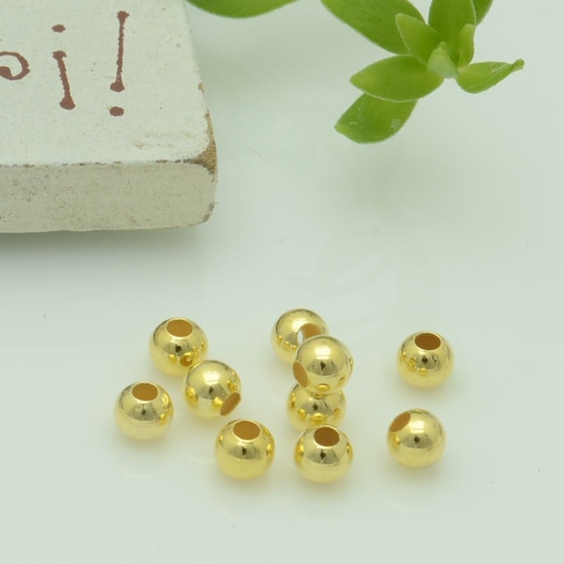 Perle distanziatori a pallina lisci in argento 925% da 3 mm 30 pz  per  le tue gioielli
