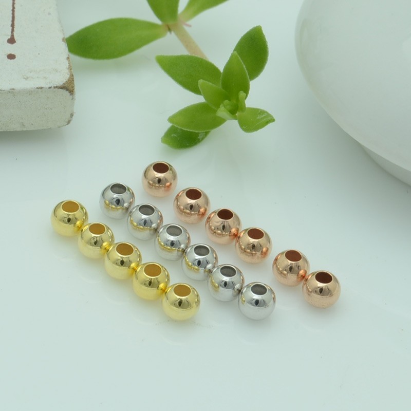 Perle distanziatori a pallina lisci in argento 925% da 3 mm 30 pz  per  le tue gioielli
