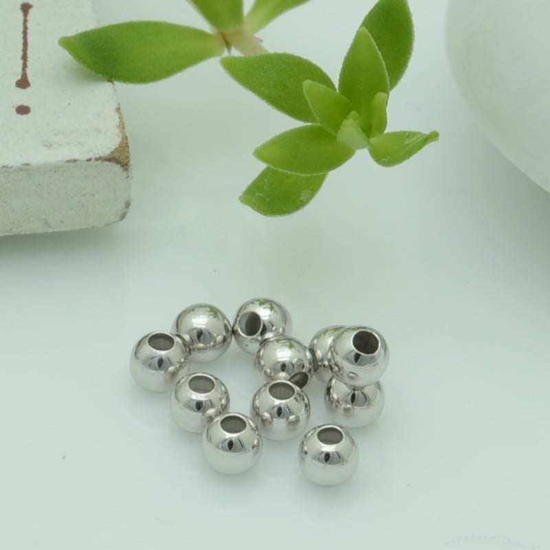 Perle distanziatori a pallina lisci in argento 925% da 3 mm 30 pz  per  le tue gioielli