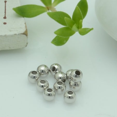 Perle distanziatori a pallina lisci in argento 925% da 3 mm 30 pz  per  le tue gioielli