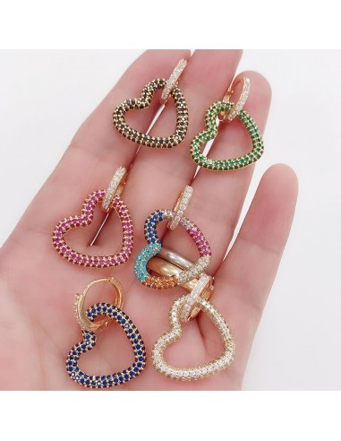 Orecchini a cerchio 16mm con zirconi e ciondoli a forma di cuore 20mm | GDO