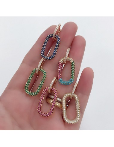 Orecchini a cerchio 16mm con zirconi e ciondoli a forma di rettangolo 14x25mm | GDO