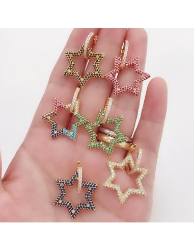 Orecchini a cerchio 16mm con zirconi e ciondoli a forma di stella 25mm | GDO