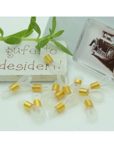 Gommini Terminali connettori per catenelle occhiali 5 x 20 mm oro silicone panna per le tue creazione