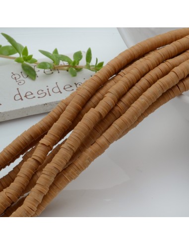 Filo rondelle heishi in pasta polimerica beige 4 mm 39/40 cm 1pz - Gioie d'Oriente