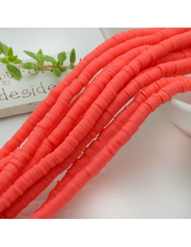 Pasta Polimerica fili Rondelle col rosso fluo 1 x 4 mm 39/40 cm Polimero Perline Heishi per le tue creazione