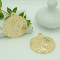 Ciondolo moneta in ottone dorato 18-20 mm 1pz Gioie d'Oriente 2