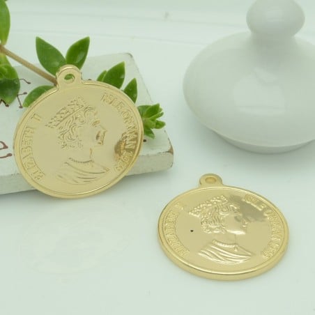 Ciondolo moneta in ottone dorato varie misure 1pz Gioie d'Oriente