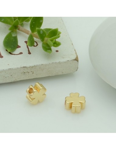 distanziatore perline forma quadrifoglio piatta 5.4 mm col oro 18k 2pz per bracciale fai da te