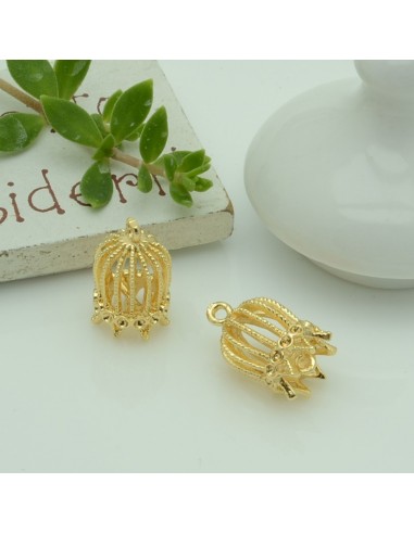 Ciondoli gabbia con anellini in ottone 9x15 mm 1pz Gioie d'Oriente