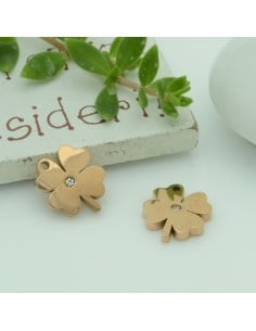 Ciondolo quadrifoglio in acciaio con zircone 12 mm 1pz colori vari Gioie d'Oriente 2