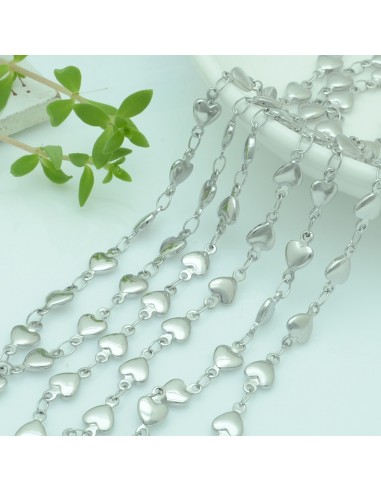 Catena acciaio inox cuore colore acciaio 5mm con anellini saldata 50cm gioiedoriente