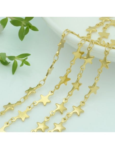Catena in acciaio forma stelle 5 mm con anellini saldata 50 cm Inossidabile  per gioielli fai da te.
