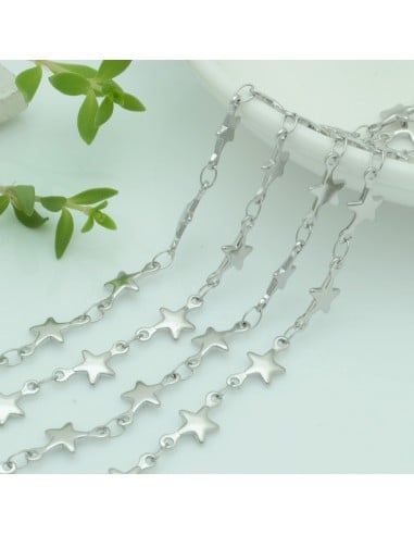 Catena in acciaio forma stelle 5 mm con anellini saldata 50 cm Inossidabile  per gioielli fai da te.