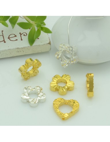 Connettori ciondoli fiore cuore in ottone 10 mm 4pz Gioie d'Oriente