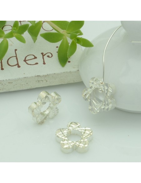 Connettori ciondoli fiore in ottone argento 10 mm 4pz Gioie d'Oriente