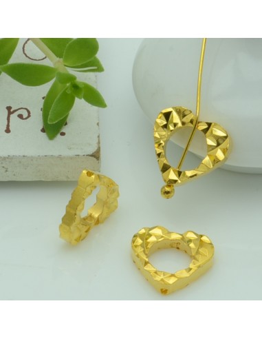 Connettori ciondoli cuore in ottone oro 10 mm 4pz Gioie d'Oriente