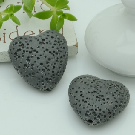 Pietre laviche a cuore 20 mm colori vari 2pz Gioie d'Oriente