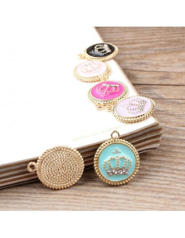 ciondolo a forma di corona smalto con strass 17 x 20 mm 1 pz idea orecchini bracciale e collana per fai da te