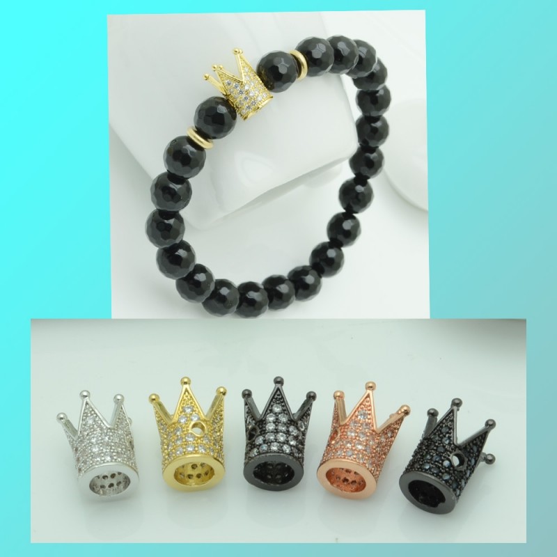 distanziatore forma corona con zircone 8 x 12 mm n ottone per bracciale fai da te !!!