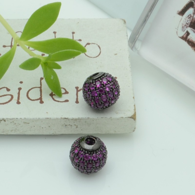 Distanziatore a pallina con zircone in ottone 1pz Gioie d'Oriente