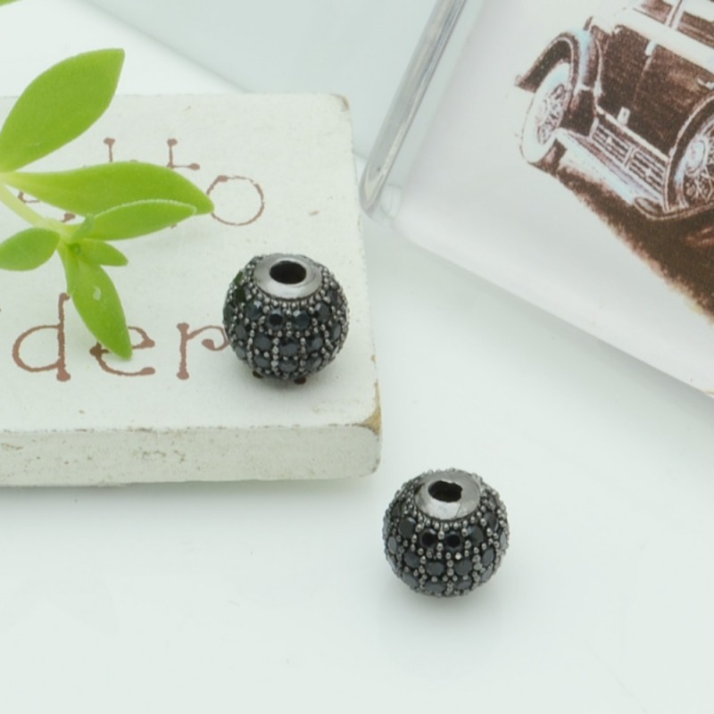 Distanziatore a pallina con zircone in ottone 1pz Gioie d'Oriente