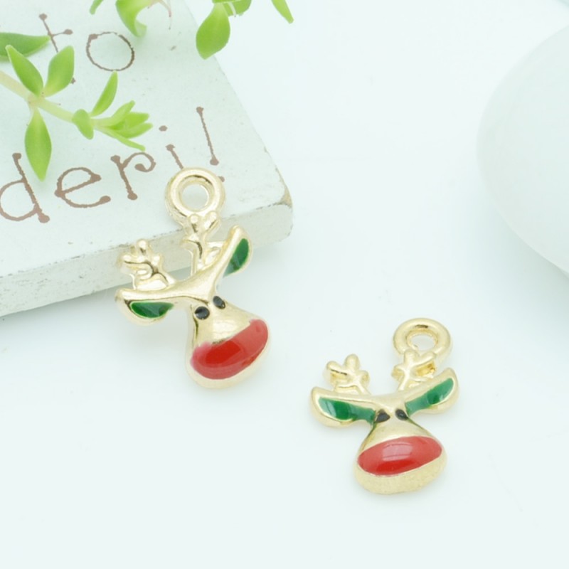 Ciondolo natalizio a forma di musetto di renna 13x18mm 1pz|GDO