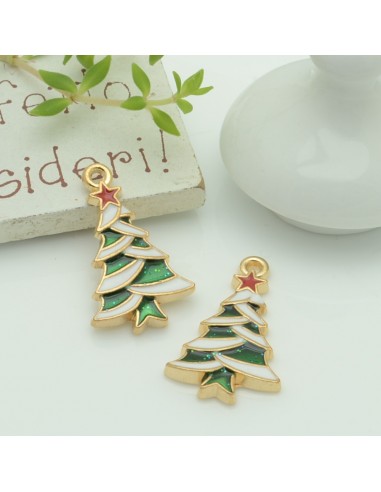 Ciondolo a forma di albero di Natale smaltato 16x26 mm 1pz|GDO