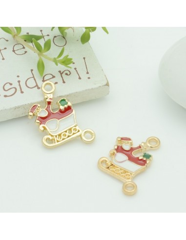 Ciondolo-connettore natalizio smaltato 13x22mm 1pz|GDO