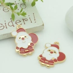 Ciondolo Babbo Natale smaltato base oro 16x22 mm 1pz Gioie d'Oriente