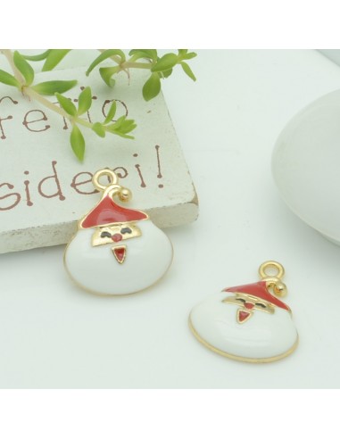 Ciondolo Babbo Natale smaltato base oro 16x20 mm 1pz Gioie d'Oriente
