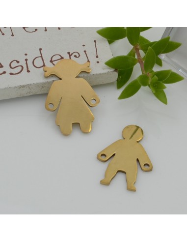 connettori forma bimbo e bimba colore oro in acciaio 15 x 22 mm  per le tue creazioni!!!