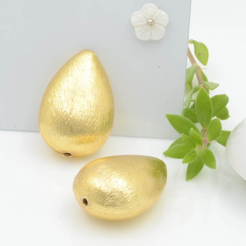 perle satinato forma gocce colore oro 16 x 24 mm 1 pz in ottone idea per orecchini e collana fai da te