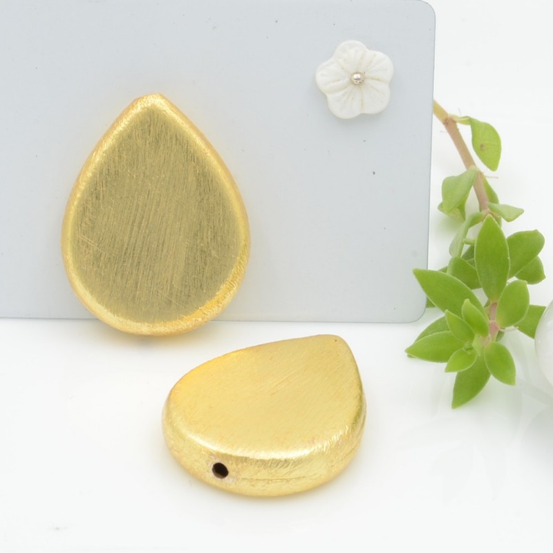 perle satinato forma gocce piatta colore oro 20 x 26 mm 1 pz in ottone idea per orecchini e collana fai da te