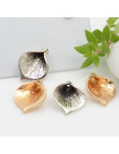 2 pz ciondoli forma a calla 14 x 18 mm placcato oro fai da te