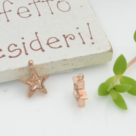 Ciondolo punto luce stella in acciaio oro rosa topazio 8.5 mm 1pz Gioie d'Oriente
