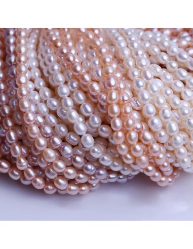 Fili di perle acqua dolce Chicchi di Riso 4 x 6 mm colore naturale per tuoi gioielli