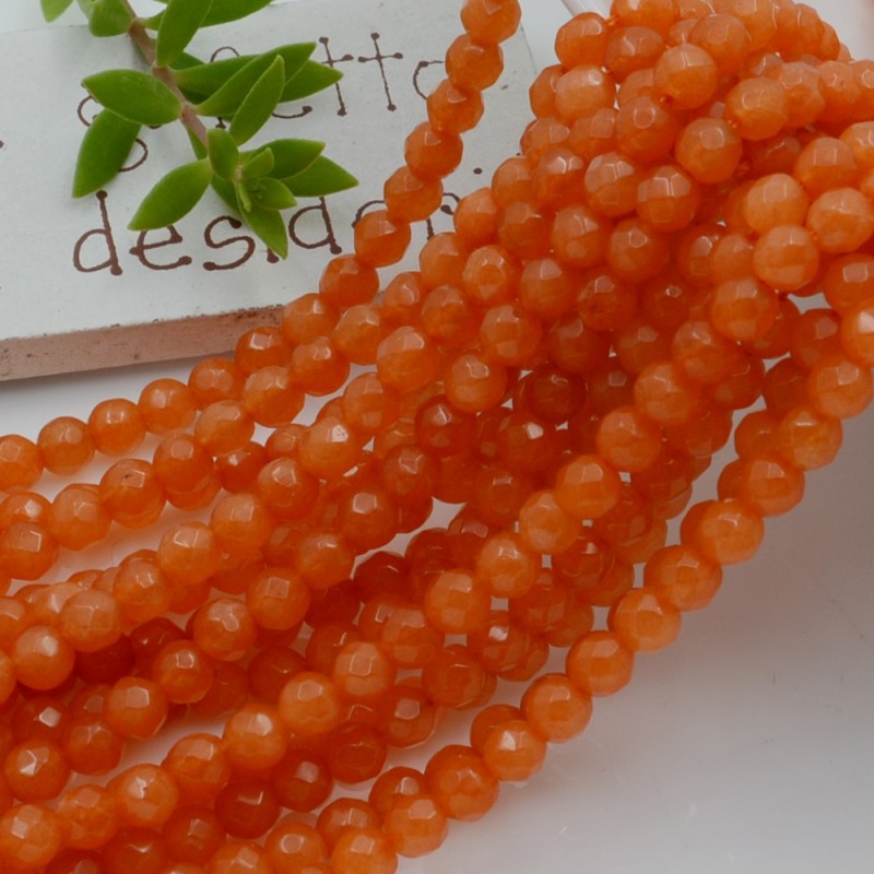 pietra dure agata tondo sfaccettata col arancione 4 mm 94 pz 39 cm per i tuoi gioielli