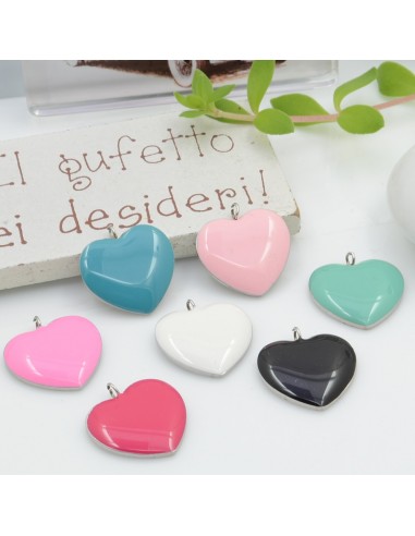 Ciondolo a forma di Cuore in acciaio smaltato in vari colori 16x17mm 1pz | GDO
