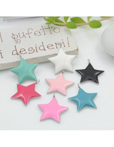 Ciondolo a forma di Stella in acciaio smaltato in vari colori 17x19mm 1pz | GDO